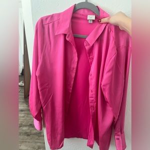 Pink button down dress shirt blouse